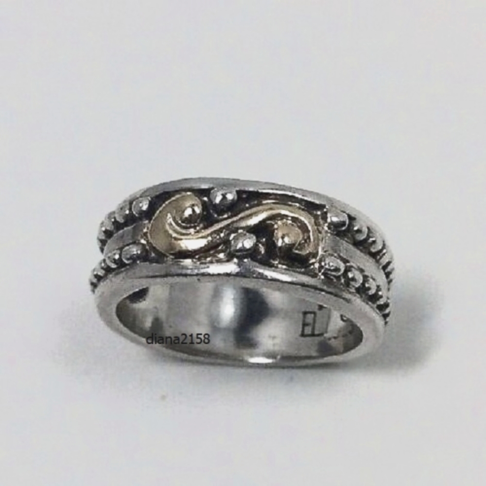 Lagos EL Caviar SS 925 14k 585 YG Dot Ring 7 (5 Grams)